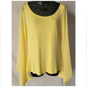 Bebe Yellow Cutout Gypsy Super Bell Sleeve Top~Lg.~Like New!